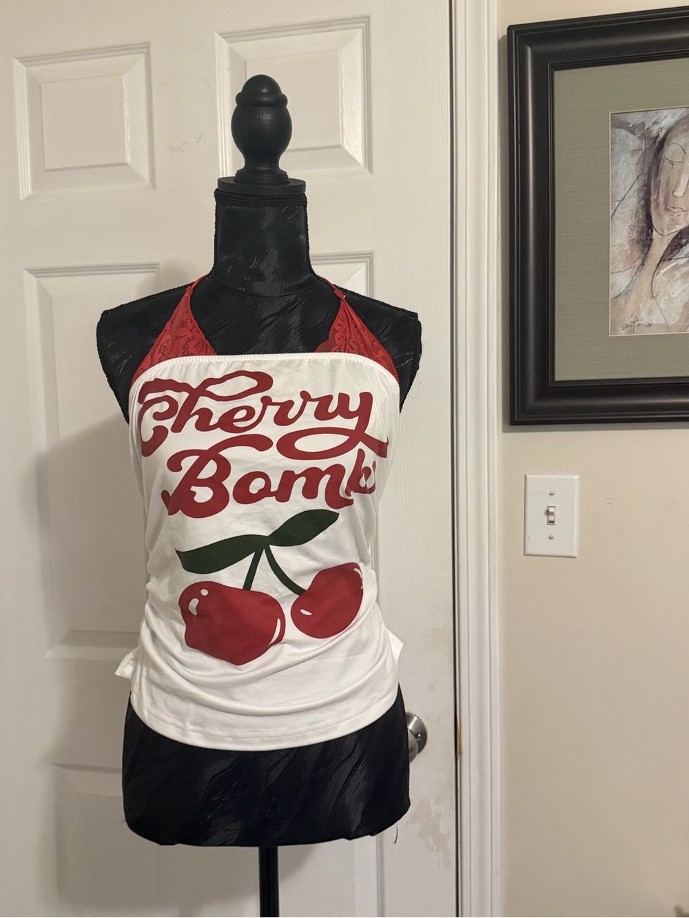🍒 Y2K Cherry Bomb Halter Top – Size L